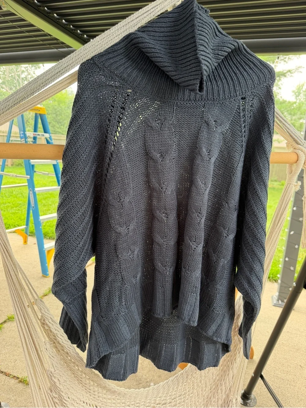 Chunky Braided Cable Stitch Knit Turtleneck Academia Cottagecore Sweater LARGE